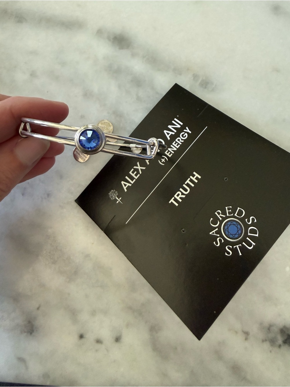 Alex and Ani Silver Blue Stone “Truth” Bracelet